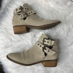 Dolce Vita Cream Tove Double Buckle Cut Out Suede Ankle Booties Women's Size 7